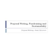 Proposal Writing, Fundraising and Sustainability