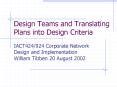 Design Teams and Translating Plans into Design Criteria PowerPoint PPT Presentation
