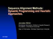 Sequence Alignment Methods: Dynamic Programming and Heuristic Approaches.