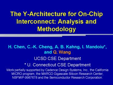 The YArchitecture for OnChip Interconnect: Analysis and Methodology