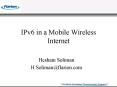IPv6 in a Mobile Wireless Internet PowerPoint PPT Presentation