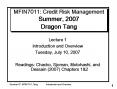 MFIN7011: Credit Risk Management Summer, 2007 Dragon Tang PowerPoint PPT Presentation