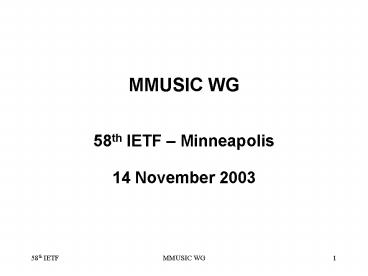 58th IETF Minneapolis
