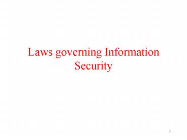 Laws governing Information Security