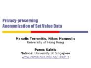 Privacy-preserving Anonymization of Set Value Data