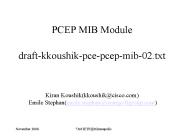 PCEP MIB Module  draft-kkoushik-pce-pcep-mib-02.txt