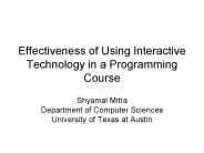 Effectiveness of Using Interactive Technology in a Programming Course