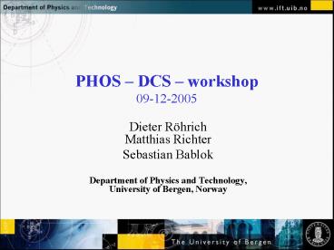 PHOS DCS workshop 09122005