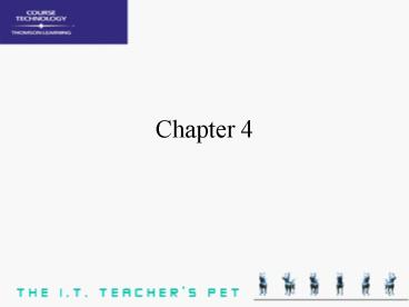 Chapter 4 Learning Objectives