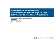 Consumerism in Healthcare: