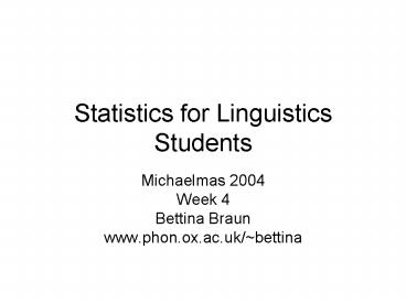 Statistics for Linguistics Students