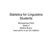Statistics for Linguistics Students