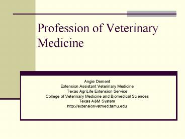 Profession of Veterinary Medicine presentation | free to view