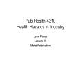 Pub Health 4310 Health Hazards in Industry PowerPoint PPT Presentation