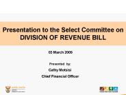 Presentation to the Select Committee on DIVISION OF REVENUE BILL