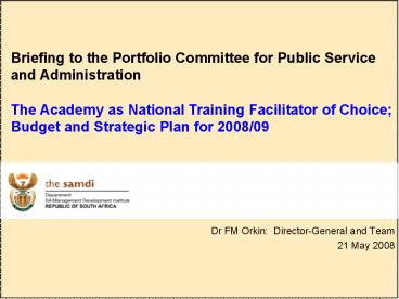 Dr FM Orkin: Director-General and Team