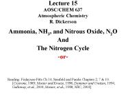Lecture 15 AOSCCHEM 637 Atmospheric Chemistry R' Dickerson