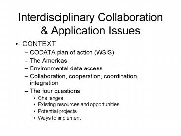 Interdisciplinary Collaboration