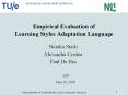 Empirical Evaluation of Learning Styles Adaptation Language PowerPoint PPT Presentation