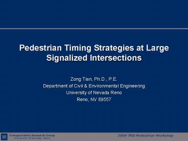 Pedestrian Timing Strategies at Large Signalized Intersections