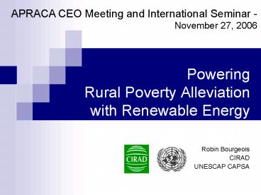Powering Rural Poverty Alleviation with Renewable Energy