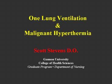 One Lung Ventilation