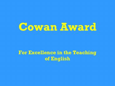 Cowan Award