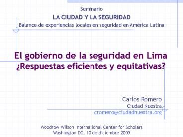 El gobierno de la seguridad en Lima 