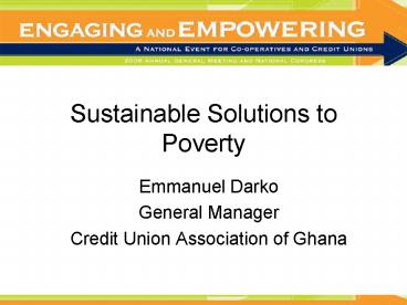Sustainable Solutions to Poverty