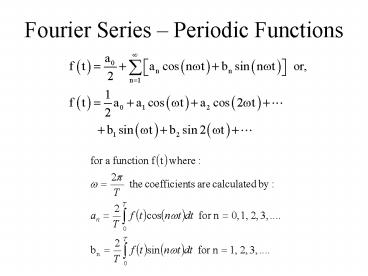 Fourier Series Periodic Functions