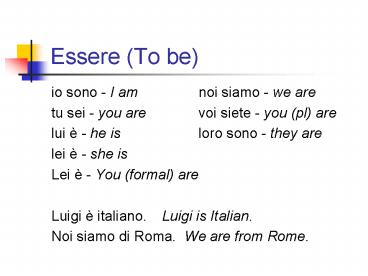 Essere (To be)