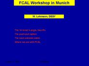 FCAL Workshop in Munich