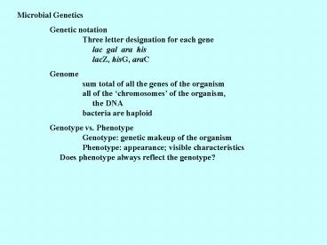Microbial Genetics