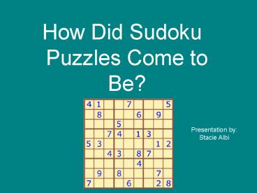How Did Sudoku Puzzles Come to Be
