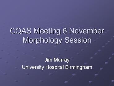 CQAS Meeting 6 November Morphology Session
