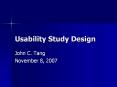 Usability Study Design PowerPoint PPT Presentation