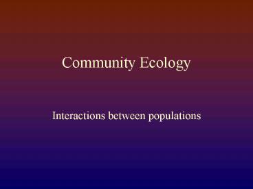 Community Ecology