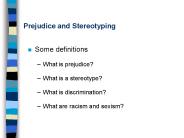 Prejudice and Stereotyping