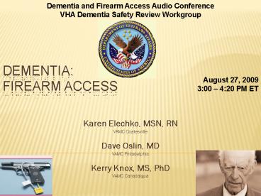 DEMENTIA: FIREARM ACCESS