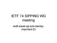 IETF 74 SIPPING WG meeting