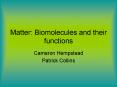 Matter: Biomolecules and their functions PowerPoint PPT Presentation