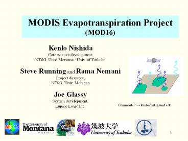 MODIS Evapotranspiration Project (MOD16)