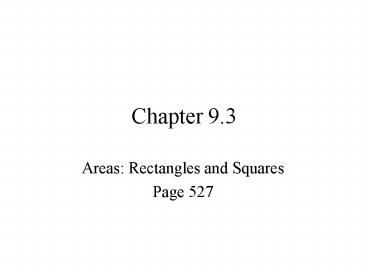 Areas: Rectangles and Squares
