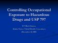 Controlling Occupational Exposure to Hazardous Drugs and USP 797 PowerPoint PPT Presentation
