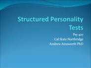 Structured Personality Tests