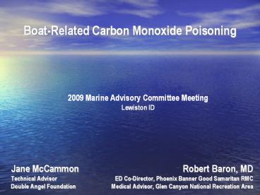 Boat-Related Carbon Monoxide Poisoning