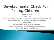 Developmental Check For Young Children