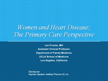 Women and Heart Disease: The Primary Care Perspective