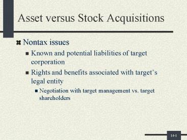 Asset versus Stock Acquisitions