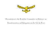 Presentation to the Portfolio Committee on Defence on